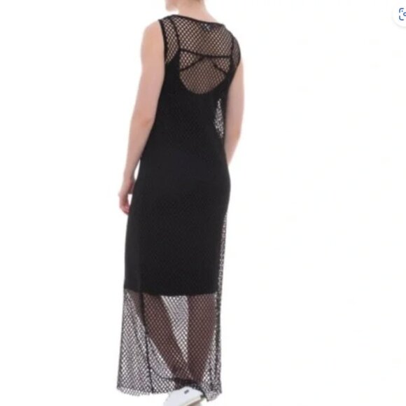 X by Gottex Swimsuit Cover Up New XS Long Black Maxi Dress mesh beach pool - Picture 3 of 11